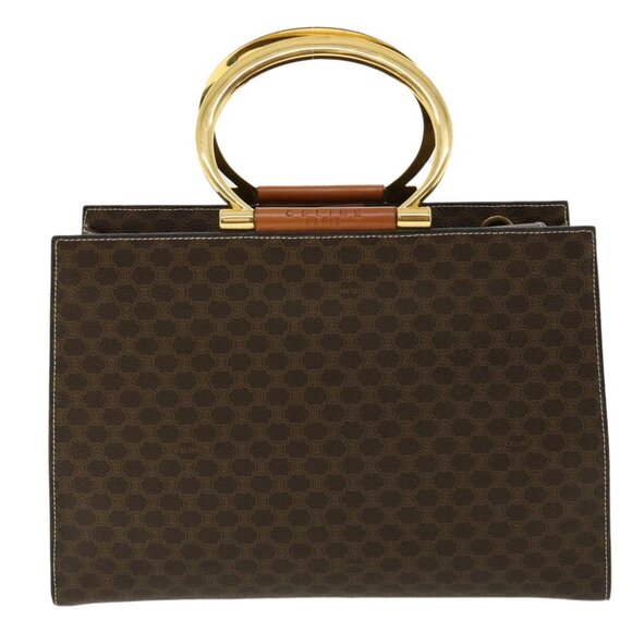 CELINE Macadam Canvas Hand Bag PVC Leather Brown Auth am3558V - Picture 1 of 15